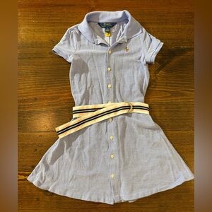 Polo by Ralph Lauren Kids Sky Blue Dress with Striped Belt 6